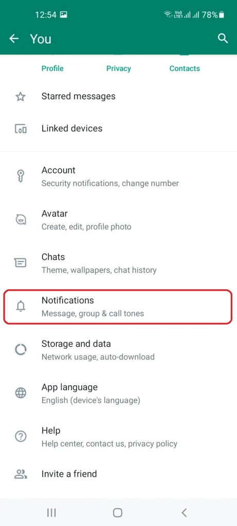 Change WhatsApp Ringtone on Android Step 2