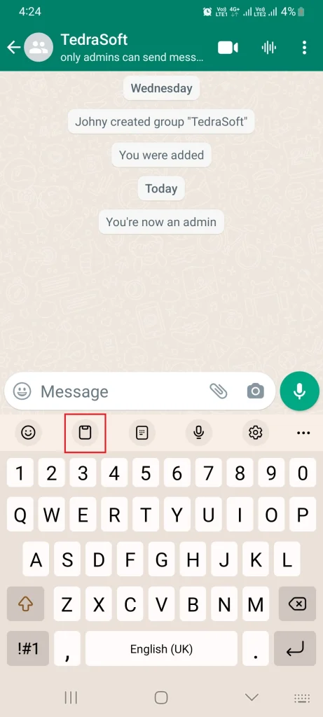 Delete Copied Messages Directly on WhatsApp Step 2