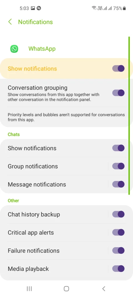 Unblock WhatsApp Notifications Step 5