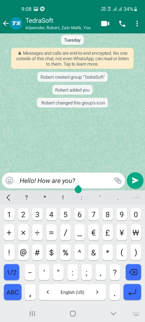 Change Font Style in WhatsApp Chats by using underscore sign