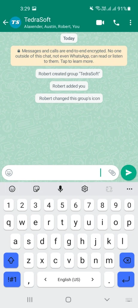 Send Blank Message on WhatsApp by Using Blank Character Step 2