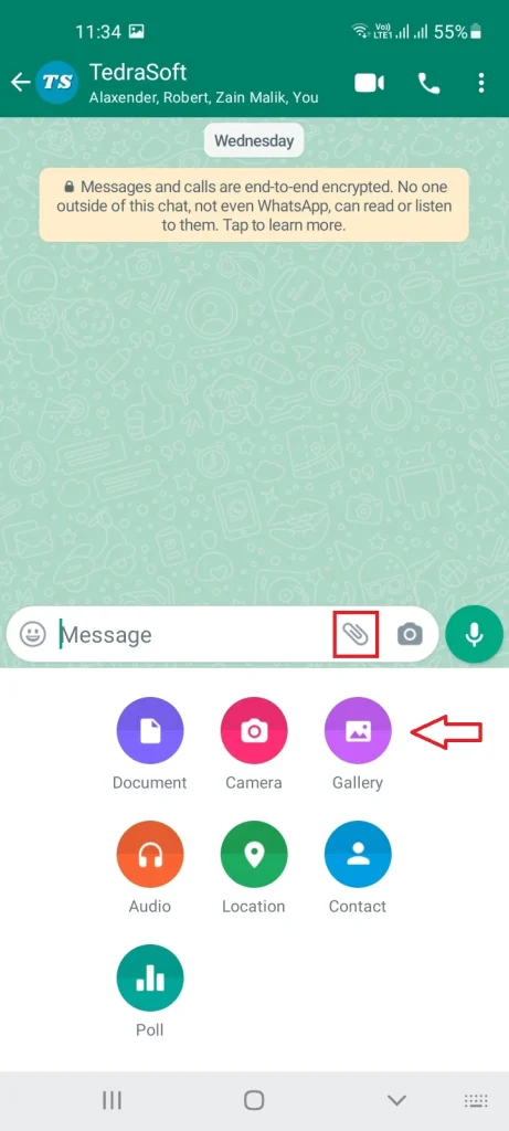 Send Multiple Photos Directly on WhatsApp Step 1