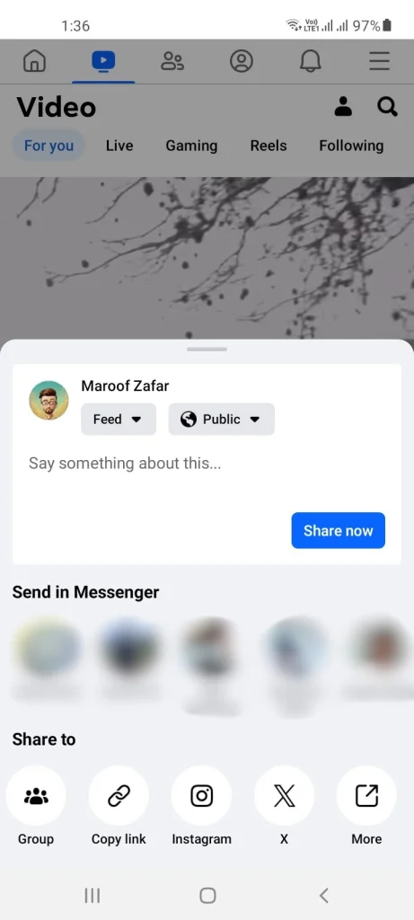 Share the Facebook Video Using the Link on WhatsApp Step 1