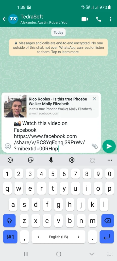 Share the Facebook Video Using the Link on WhatsApp Step 3