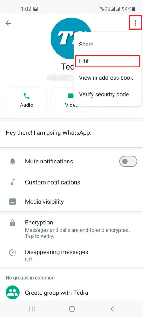 Change Contact Name in WhatsApp Step 2